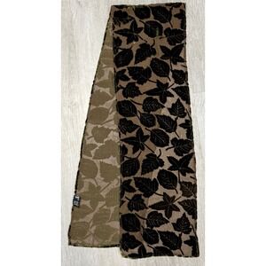 Swee Lo Velvet Floral Scarf Brown Rectangular Classy Preppy 53" Long 8" Wide